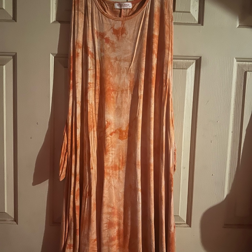 Amazon Orange Tie-Dye Midi Dress